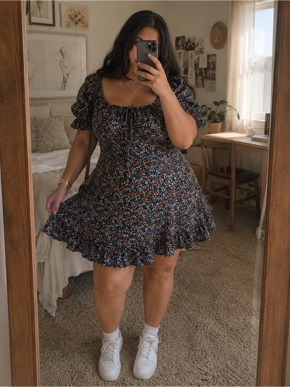 Berrylush Floral Puff Sleeve Mini Dress | Women’s 3XL